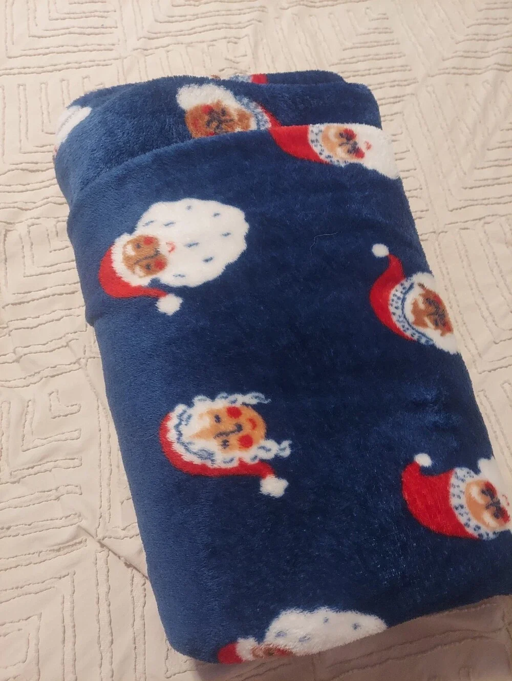Wondershop Target Navy Blue Santa Claus Fleece Throw Blanket Christmas Holiday